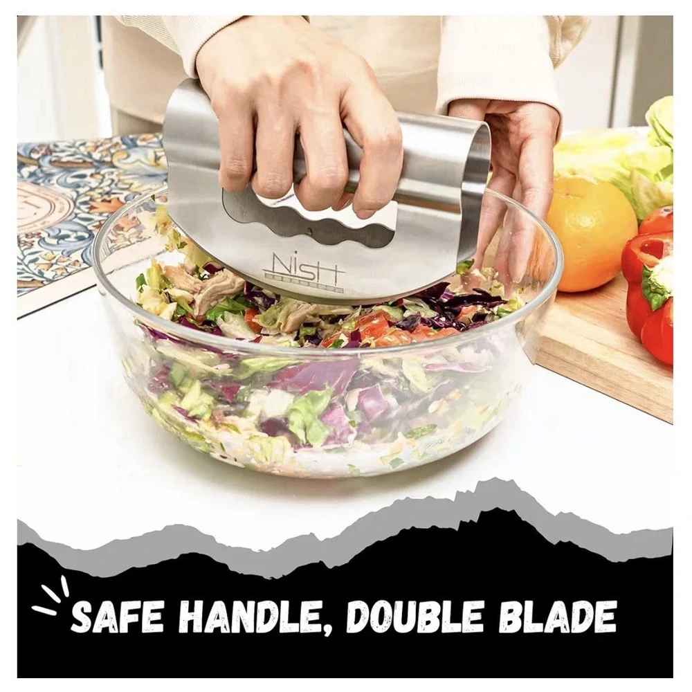 2‎ Blade Food Chopper, Roller w Cover, Nish (Nistt?), Rolling chopper, Stainless